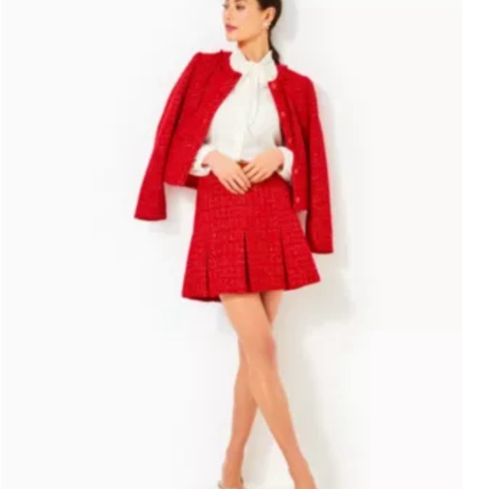 Lilly Pulitzer Red Pleated Skater Mini Skirt